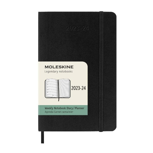 Moleskine 2023/24 Academic Black Hard Cover Pocket Weekly Diary