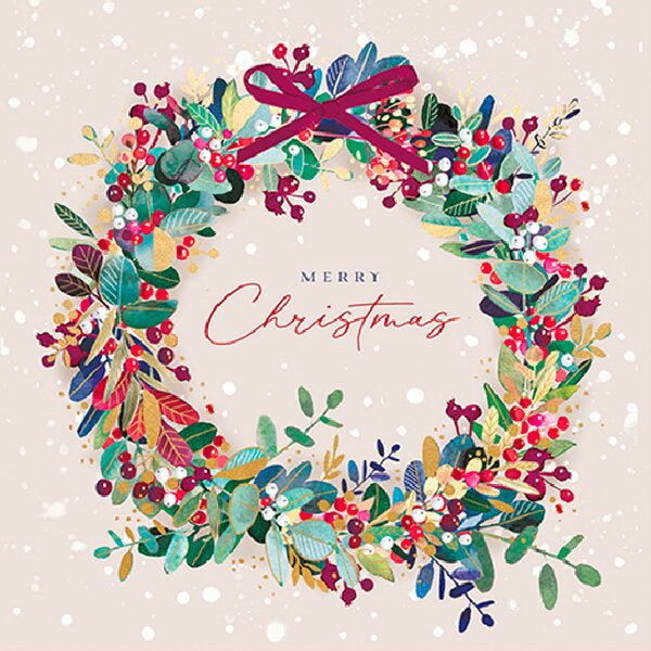 Cranberry Wreath Christmas Box of Cards Paper Tiger