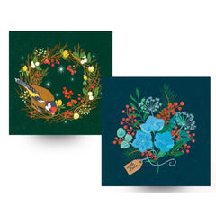 Gold Finch and With Love Flowers Christmas Cards Pack of 6