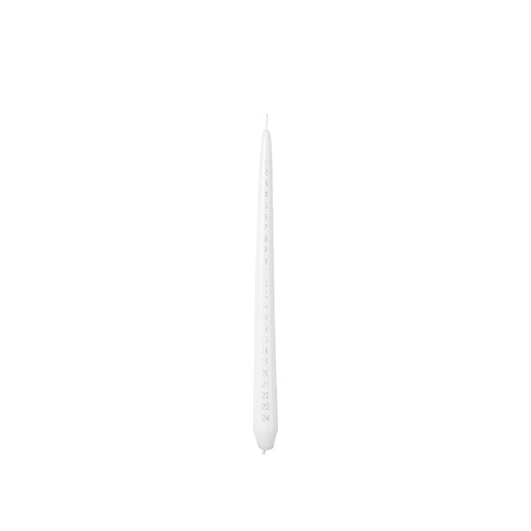 Pure White and Silver Advent Tapered Candle