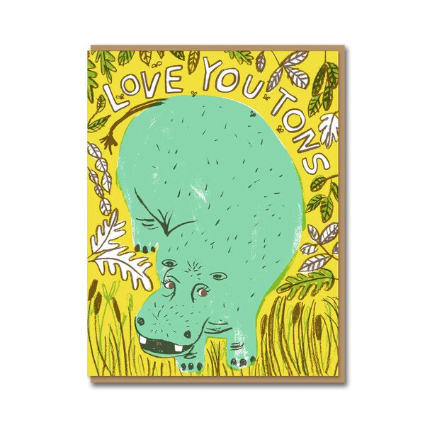 Love You Tons Hippo Card