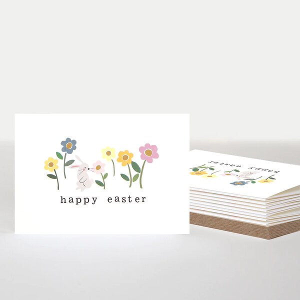 Happy Easter Floral Bunny Card Pack