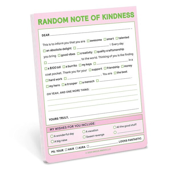 Knock Knock Random Note of Kindness Nifty Note - Paper Tiger