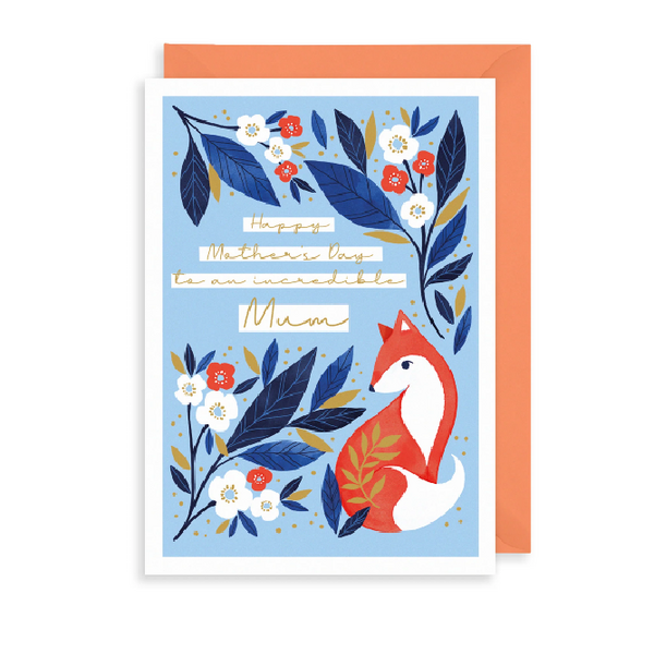 Mothers Day Fox and Flowers Card - Paper Tiger