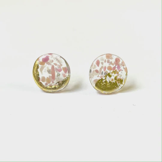 Sakura Glass and Gold Midi Mottled Earrings