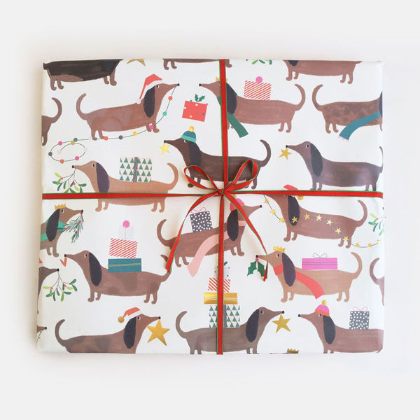 Sausage Dog Christmas Wrapping Paper Kit, Dachshund Wrapping Paper