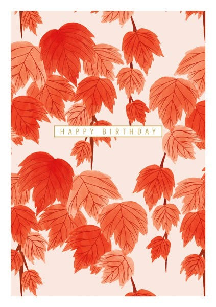 Happy Birthday Red Leaves Card