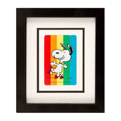 Snoopy on Rollerskates Framed Mounted Playing Card