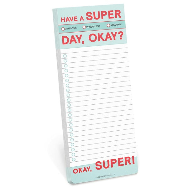 Have a Super Day Make-a-List Notepad