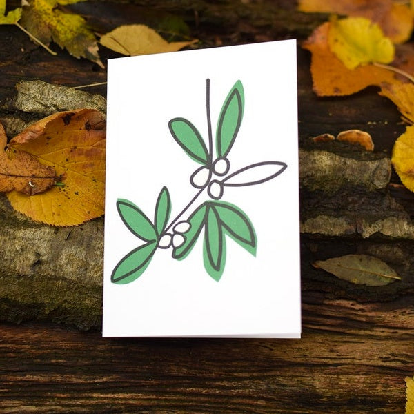 White mistletoe card