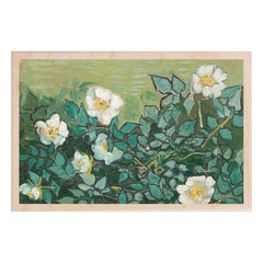 Van Gogh Wild Roses Wooden Postcard