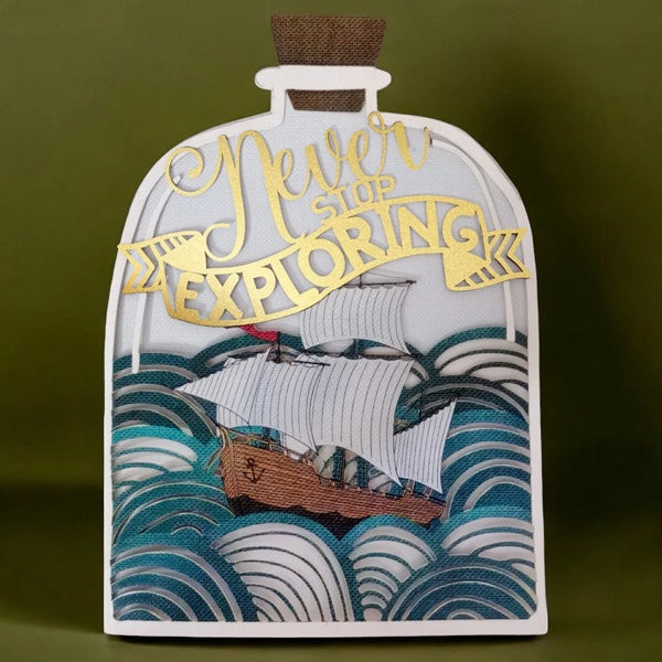 Never Stop Exploring Paper Cut Card