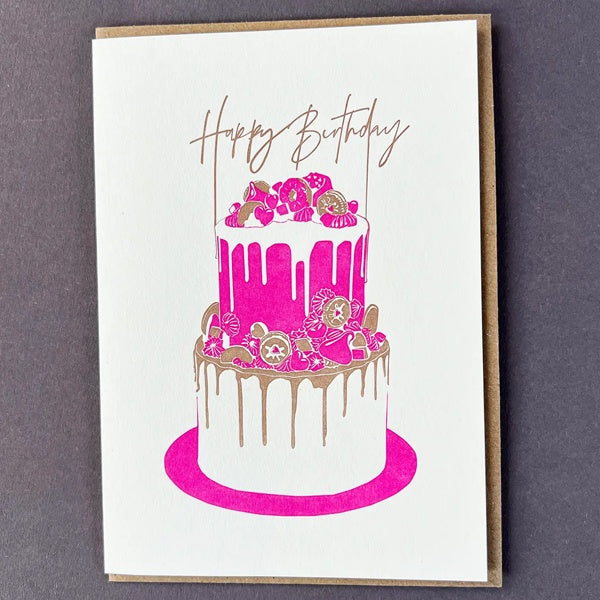 Happy Birthday Pink Cake Card