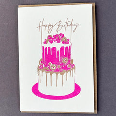 Happy Birthday Pink Cake Card