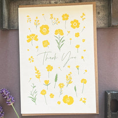 Thank You Yellow FLowers Letterpress Card