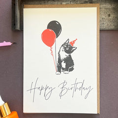 Happy Birthday Molly Cat Letterpress Card