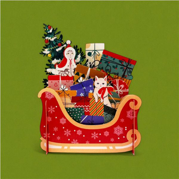 Cat and Sleigh Pop Up 3D Card