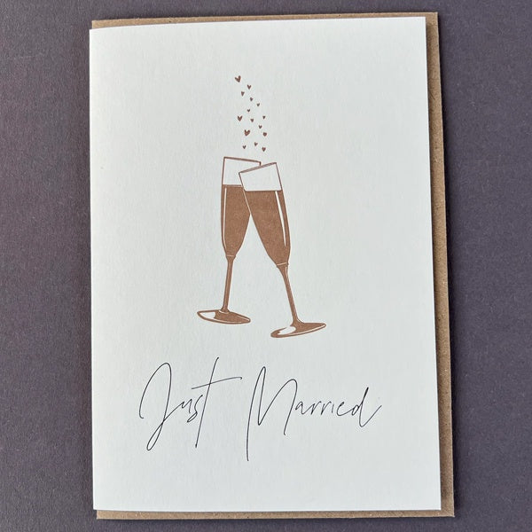 Just Married Champagne Glasses  Card