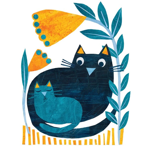 Folk Cat and Kitten Card