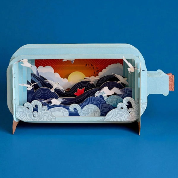 Paper Boat Message in a Bottle Card