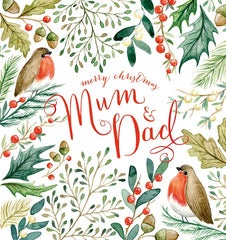 Mum & Dad Robins Christmas Card