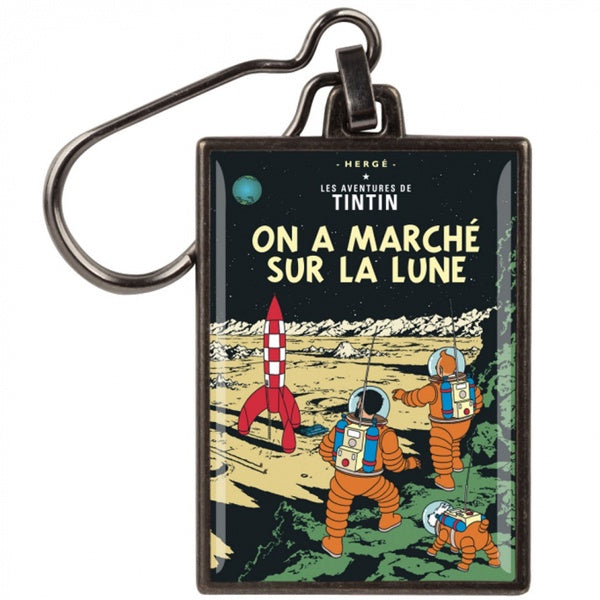 Explorers on the Moon Metal Keyring