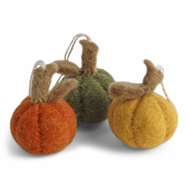 Mini Felt Pumpkins Mixed Set of 3