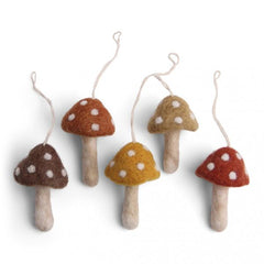Rusty Felt Mushroom Decorations Set of 5