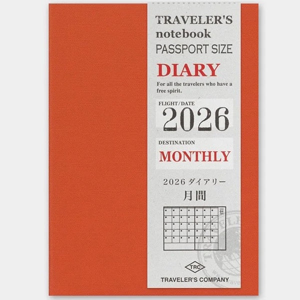 Traveler's Passport Size Diary Refill 2026 Monthly
