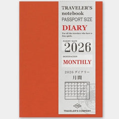Traveler's Passport Size Diary Refill 2026 Monthly