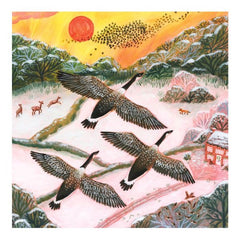 Geese Over Snowy Fields Charity Card Pack