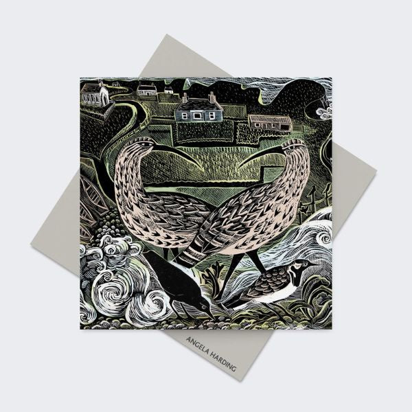 Angela Harding Fair Isle Curlews & The South Lighthouse Card