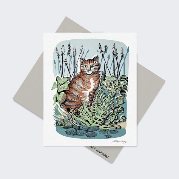 Angela Harding Ginger Cat and Fern Card