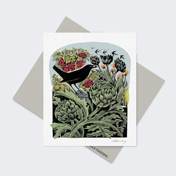Angela Harding Blackbird and Artichoke Card