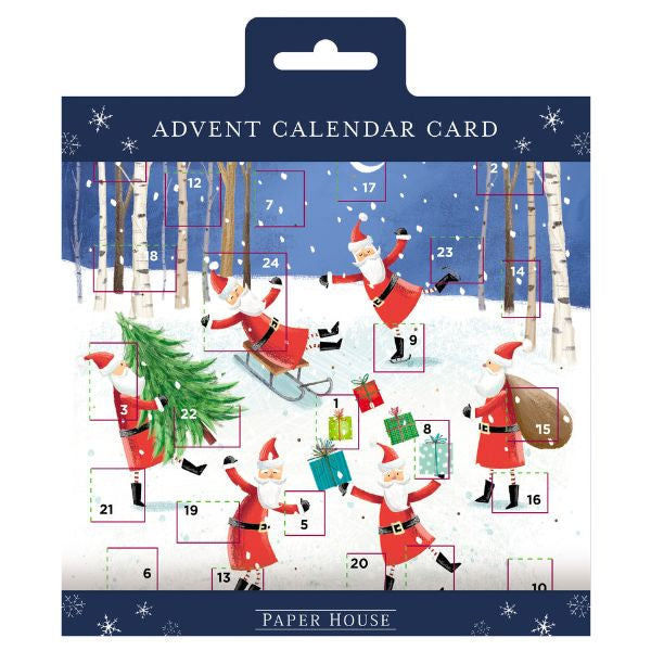 Dancing Santas Advent Card