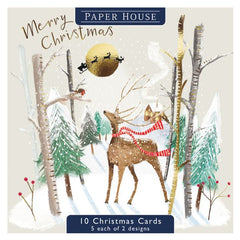 Grazing Deer in Woodland Christmas Card Pack