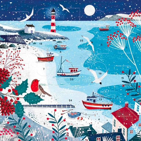 Seaside Christmas Advent Calendar Card