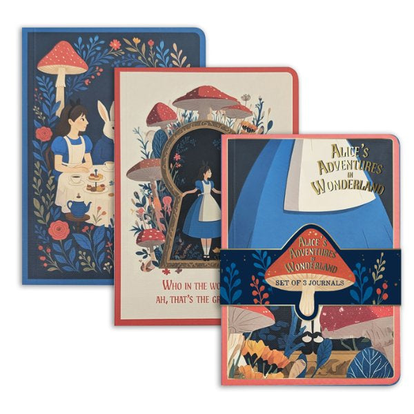 Alice in Wonderland B6 Journals Set of 3