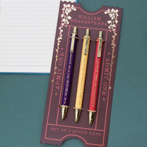 Shakespeare Set of 3 Metal Pens