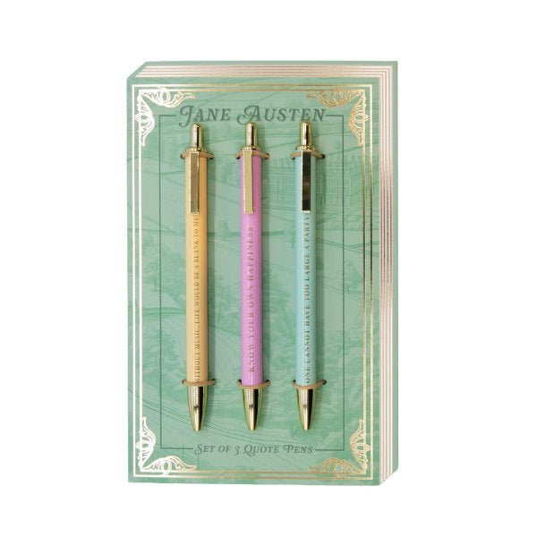Jane Austen Set of 3 Metal Pens