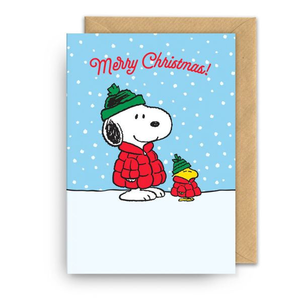 Snoopy and Woodstock in the Snow Christmas Card