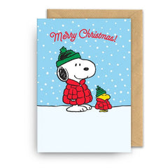 Snoopy and Woodstock in the Snow Christmas Card