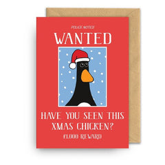 Wanted Christmas Chicken Card
