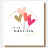 Happy Birthday To My Darling Wife Heart Balloons Card