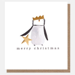 Penguin With Star And Dotty Gold Tree Charity Pack Of 8 Cards