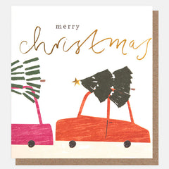 Christmas Tree Shopping And Penguins In Snow Charity Pack Of 8 Cards