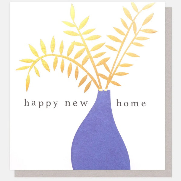 Happy New Home Blue Vase Card