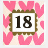 Pink Hearts Age 18 Birthday Card