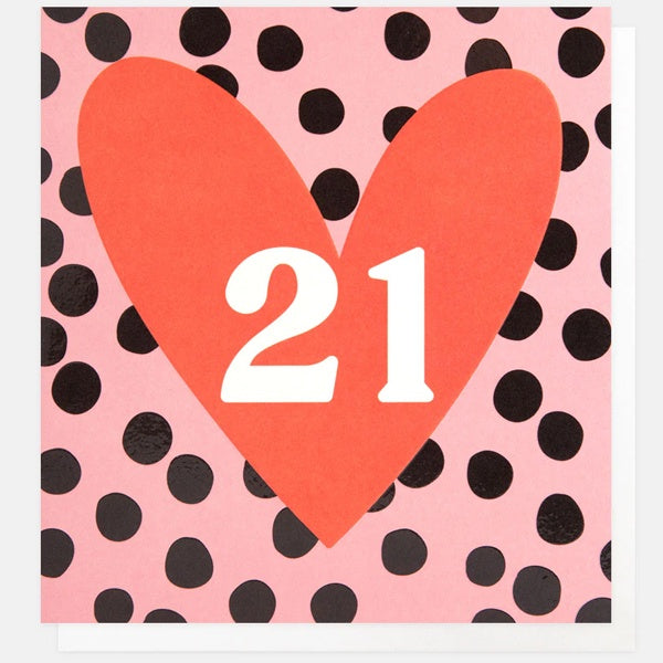 Big Red Heart Age 21 Birthday Card