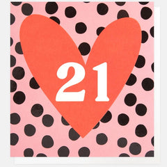 Big Red Heart Age 21 Birthday Card